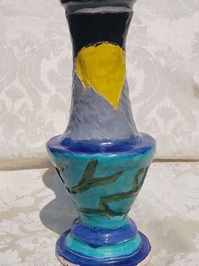 Handmade Jacksonville FL Studio Art Pottery Vase Sculptural Glazed Post-Modern